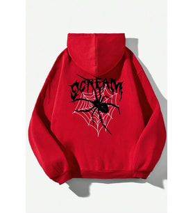 Scream Baskılı Oversize Sweatshirt (A.Kırmızı)