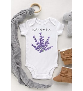 Unisex Bebek Beyaz Lavanta Çıtçıtlı Body