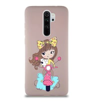 Xiaomi Redmi Note 8 Pro Soft Premier Kapak Vespagirl Tasarımlı Silikon Kılıf - Pudra (Şeffaf)
