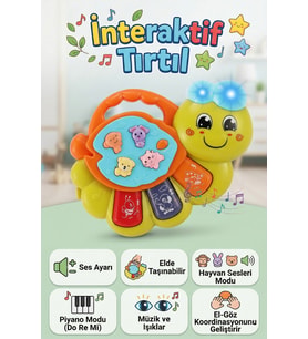 Eğitici Işıklı Müzikli İnteraktif Tırtıl Bebek Piyanosu - Hayvan Sesli Duyusal Gelişim Oyuncağı