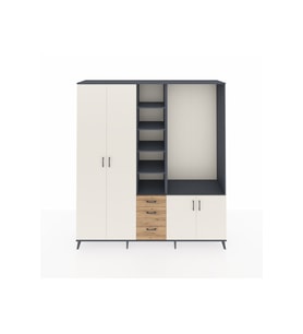 Hyperion Dolap 13 Raflı 3 Çekmeceli 4 Kapaklı 220x44x243 Antrasit-Aytaşı/Çam