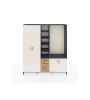Hyperion Dolap 13 Raflı 3 Çekmeceli 4 Kapaklı 220x44x243 Antrasit-Aytaşı/Çam