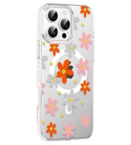 Mey İthalat® iPhone 16 Pro Floral Magsafe Kapak - Turuncu