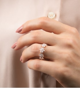 Mode Silver Çiçek formu taşlı rose gold gümüş yüzük