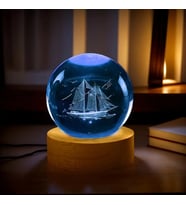 Kişiye Özel Yelkenli Gemi 3D Lazer İşlemeli Dekoratif Gece Lambası 8*6cm