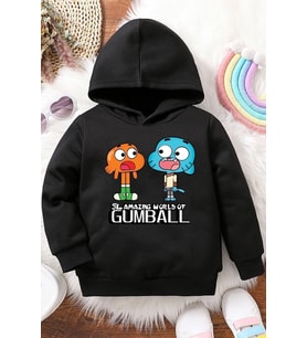 Çocuk Gumball Baskılı Sweatshirt (Siyah)