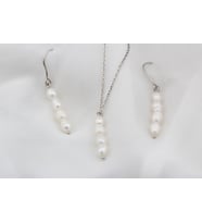Glorria Gümüş Kolye ve Küpe İnci Set (Çok Renkli)