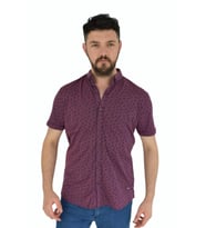 Erkek Dügmeli Polo Yaka Tişört R43700 BGL-ST02775 (Mürdüm)