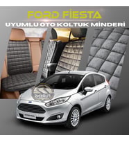 Ford Fiesta Antrasit Renk Tay Tüyü Cepli & Terletmez Sırtlı Oto Koltuk Minder Seti - Koltuk Koruma Kılıfı (ÖN & ARKA TAM SET)