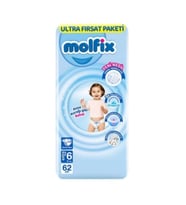 Molfix Bebek Bezi Ultra Fırsat Paketi 6 Beden 15+ Kg 62 Adet