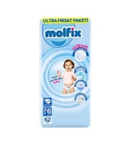 Molfix Bebek Bezi Ultra Fırsat Paketi 6 Beden 15+ Kg 62 Adet