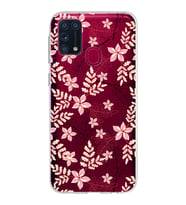 Samsung Galaxy M31 Kapak Floral Kırmızı Tasarımlı Şeffaf Silikon Kılıf