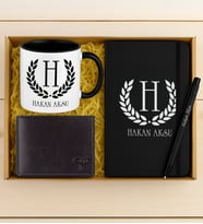 BK Gift Kişiye Özel İsimli Garbalia Jackson Hakiki Deri Cüzdan & Defter & Kalem & Kupa Hediye Seti-1  Babalar Günü Hediyesi, Erkeklere Özel Hediye