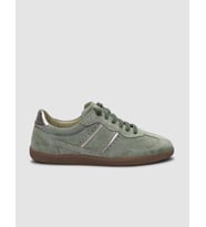 %100 Hakiki Deri Yeşil Süet Bağcıklı Kadın Sneaker
