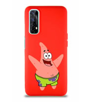 Realme 7 Soft Premier Kapak Patrick Yıldız Tasarımlı Silikon Kılıf - Kırmızı (Şeffaf)