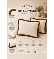 Bej Fırfırlı Yastık Kılıfı 2’li Set 50x70 cm Kapaklı Fermuarsız