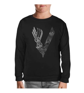 Vikings - Logo Eyes Siyah Çocuk Sweatshirt