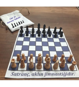 Renkli Kişiye Özel Satranç Seti (Mavi)