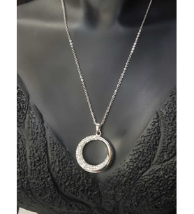 Vog Çelik  Swarovski Model Şık Tasarım Taşlı Halka Dizayn Sevgiliye,Anneye,Arkadaşa Hediye Kolye