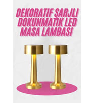 Altın Rengi Masa Ve Gece Lambası Dokunmatik Şarjlı Masa Lambası