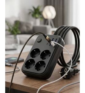 Akım Korumalı Çoklu Priz 4 USB 2 Type C 4 Priz Güvenli ve Hızlı Şarj