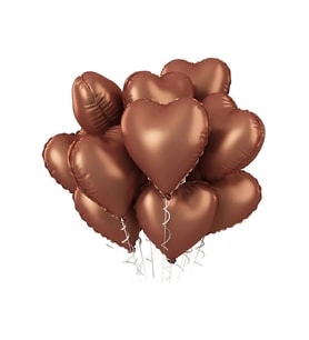 Beysüs Kahverengi Retro Kalp Folyo Balon 18 inç 5 Adet