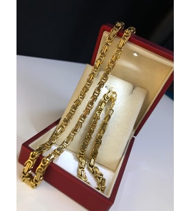 5mm Kral Altın Kaplama Erkek Set • Işıklı Kutuda • Sevgiliye • Eşe • Babaya • Hediye Bileklik Kolye