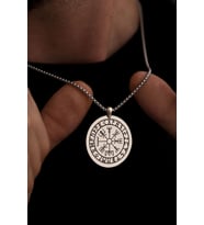 Viking Pusulası Model Beyaz Renk Erkek Çelik Kolye - Sevgiliye - Eşe- Babaya - Arkadaşa Kolye