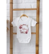Pia Baby Premium %100 Pamuk İsme Özel Organik Baskılı Çıtçıtlı Bebek Body Zıbın Modelleri 5008-16 (Ekru)