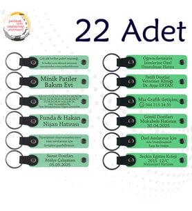 Yeşil & Fıstık Yeşili, Nişan Merasimlerine Değer Katan Hediye 22’li Set, Tarih Ve İsimli Deri Hatıra