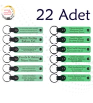 Yeşil & Fıstık Yeşili, Nişan Merasimlerine Değer Katan Hediye 22’li Set, Tarih Ve İsimli Deri Hatıra