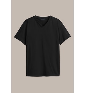 COMEOR Erkek Siyah Slim Fit Pamuklu Kısa Kollu V Yaka T-shirt