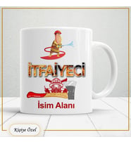 İtfaiyecilere Özel İsim Yazılabilir Kupa Bardak – Kişiye Özel Meslek Temalı Hediye-147