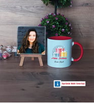 Doğum Günü Hediyesi Fotoğraflı Dekoratif Taş, Kupa Bardak Beyaz Hediye (Model 2)