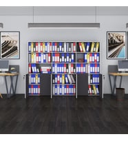 Kenzlife klasör dolabı kilitli kutalmış gri 175*240*30 klasörlük kitaplık ofis arkalıksız