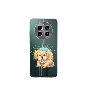 Realme 12 ile Uyumlu Splash Köpek Tasarımlı Şeffaf Silikon Kılıf
