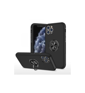 Apple iPhone 11 Pro Max Kılıf Elit Yüzüklü Kapak - Siyah