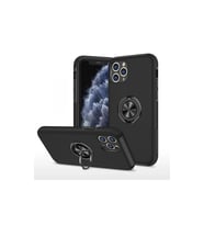 Apple iPhone 11 Pro Max Kılıf Elit Yüzüklü Kapak - Siyah