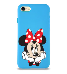 Apple iPhone 7 Uyumlu Lansman Kılıf Minnie Mouse Tasarımlı Altı Kapalı İçi Kadife Kaplı  Kapak (Şeffaf)