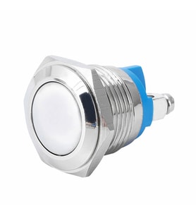 16mm Metal Panel Montaj Düz Kafa Push Buton NO DC 6A 12V AC 3A 250V IP67 Su Geçirmez Düğme