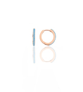 Gümüş rose turkuaz taşlı 12 mm halka küpe  SGTL11742ROSE
