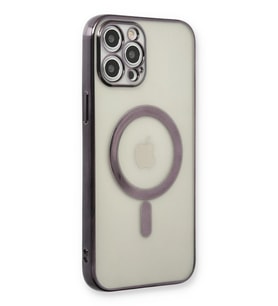Pilelistore   iPhone 12 Pro Kılıf Magneticsafe Lazer Silikon - Siyah