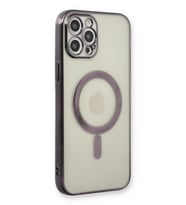 Pilelistore   iPhone 12 Pro Kılıf Magneticsafe Lazer Silikon - Siyah