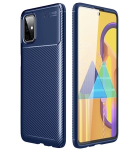 Galaxy M51 Kılıf Auto Focus Karbon Kapak - Lacivert
