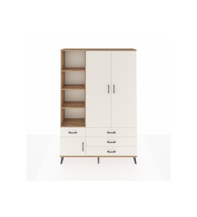 Arges Gardrop 5 Raflı 4 Çekmeceli Tek Askılı 132x30x195 Çam-Aytaşı