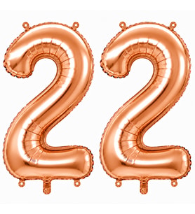 22 Rakam Folyo Balon Rose Gold Rengi (76 cm)