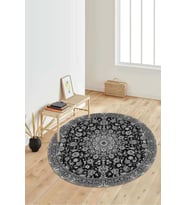 Dijital Baskılı Kaymaz Taban Yıkanabilir Yuvarlak Salon Halısı Koridor Halısı Paspas NDY-HT-125 (Gri)