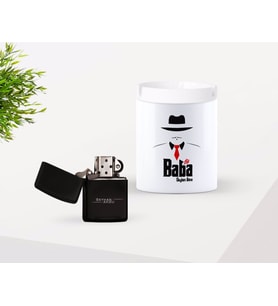 BK Gift Kişiye Özel Babalar Günü Hediyesi Baba Godfather Tasarımlı Seramik Kül Tablası ve Benzinli Çakmak Seti-8 (Model 1)