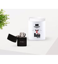 BK Gift Kişiye Özel Babalar Günü Hediyesi Baba Godfather Tasarımlı Seramik Kül Tablası ve Benzinli Çakmak Seti-8 (Model 1)