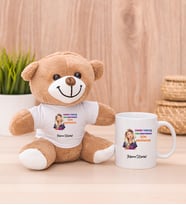 Kişiye Özel İşine Bakıcaksın Tasarım Esprili Peluş Ayı ve Beyaz Kupa